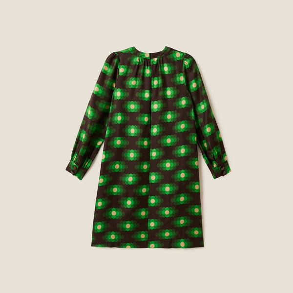 Orla Kiely Orla Long Sleeve Mini Silk Dress - Flower Haze