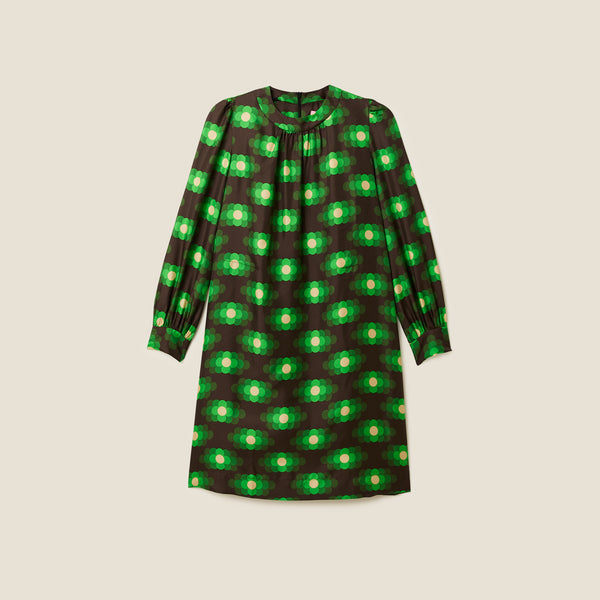 Orla Kiely Orla Long Sleeve Mini Silk Dress - Flower Haze