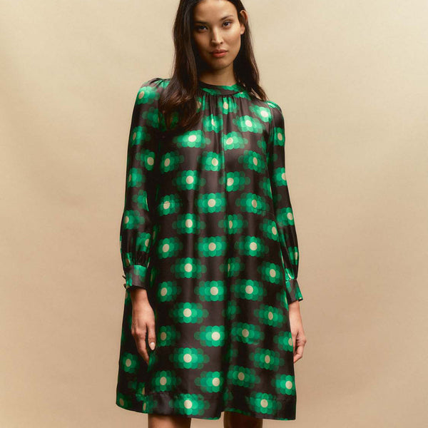 orla kiely Orla Long Sleeve Mini Silk Dress - Flower Haze