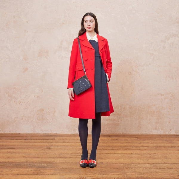 Orla Kiely Portia East Crossbody - Embossed Stem Navy