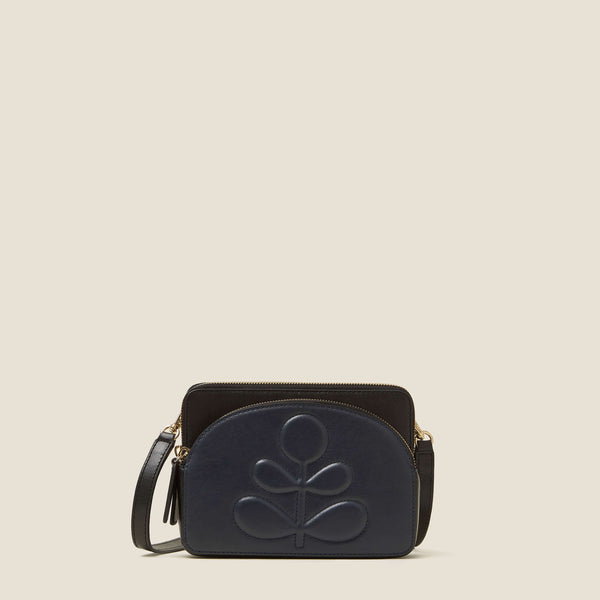 orla kiely Portia East Crossbody - Embossed Stem Navy