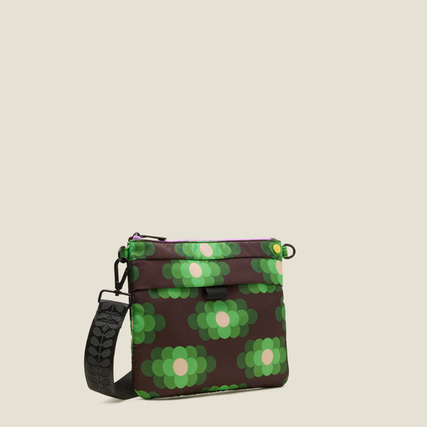 Orla Kiely Quadrant Crossbody Bag - Flower Haze Neon Green