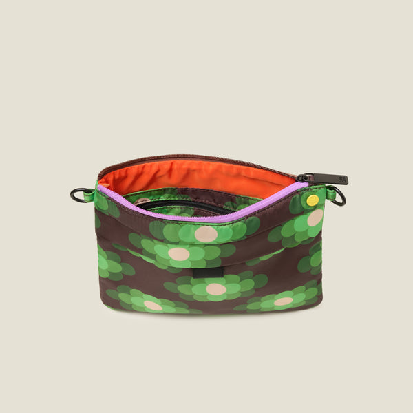 Orla Kiely Quadrant Crossbody Bag - Flower Haze Neon Green