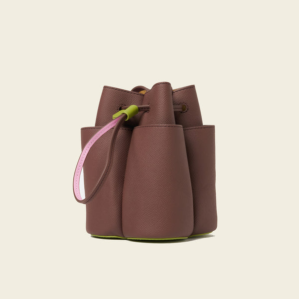 Orla Kiely Small Flower Petal Leather Crossbody Bag - Dark Brown