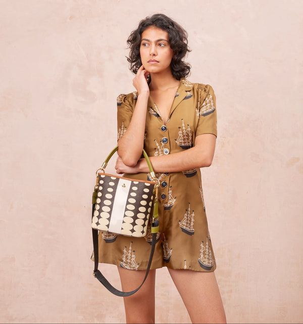 Orla Kiely Smile Sling Crossbody - Optical Oval Mocha