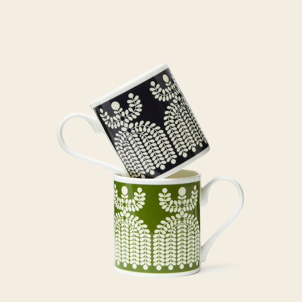 orla kiely Standard Mug Set of 2 - Folk Girl Green/Navy