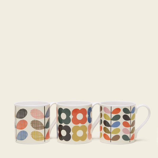 Orla Kiely Standard Mug Set Of 3 - Modern Classic Stem