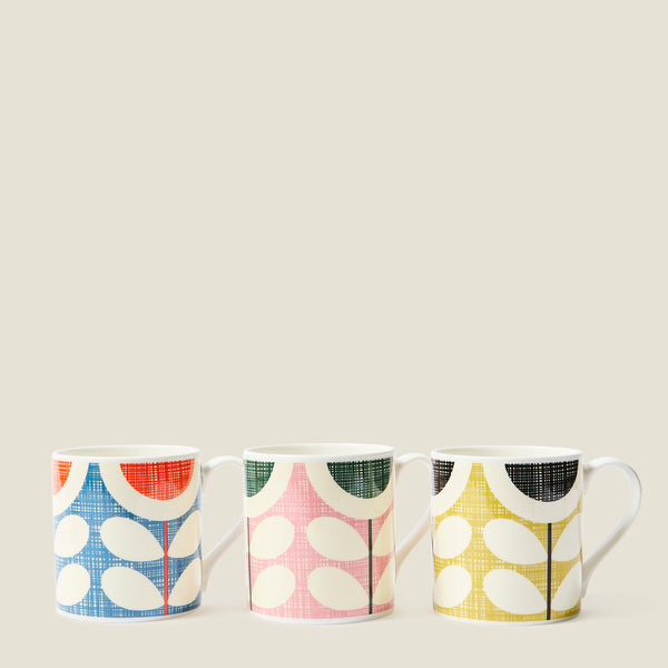 Orla Kiely Standard Mug Set Of 3 - Scribble Sunflower