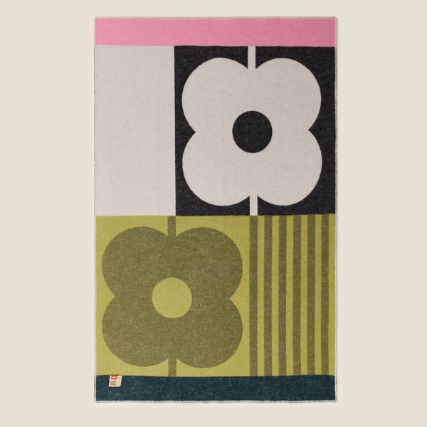 Orla Kiely Wool Blanket - Abacus Flower Midnight Moss