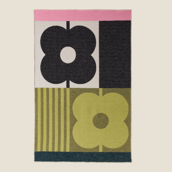 orla kiely Wool Blanket - Abacus Flower Midnight Moss
