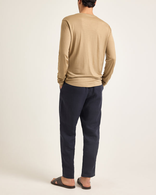 Orlebar Brown Beige Merino Long Sleeve Tee | Soft Touch Finish – ORLEBAR BROWN