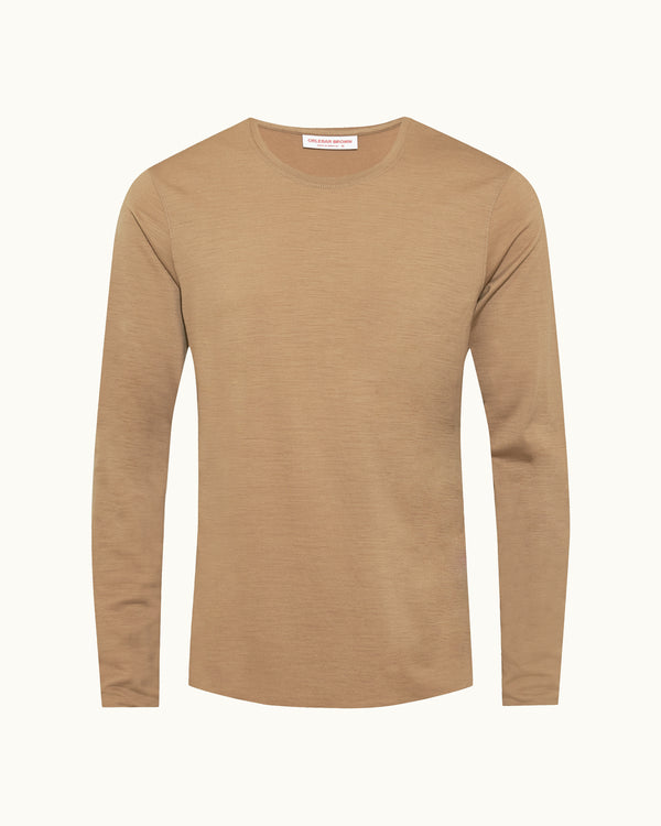orlebar brown Beige Merino Long Sleeve Tee | Soft Touch Finish – ORLEBAR BROWN