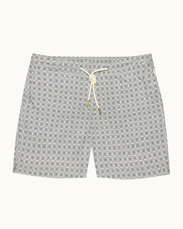 orlebar brown Beige Printed Swim Shorts | Relaxed Drawcord Fit – ORLEBAR BROWN