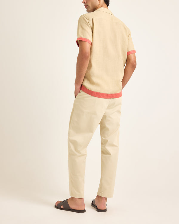 Orlebar Brown Beige & Red Shirt | Two-Tone Textured Linen – ORLEBAR BROWN