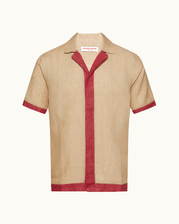 orlebar brown Beige & Red Shirt | Two-Tone Textured Linen – ORLEBAR BROWN