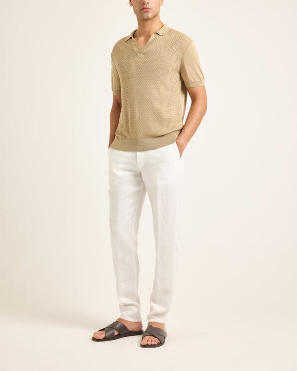 Orlebar Brown Beige Silk-Cotton Polo Shirt | Lightweight Knitted Style – ORLEBAR BROWN