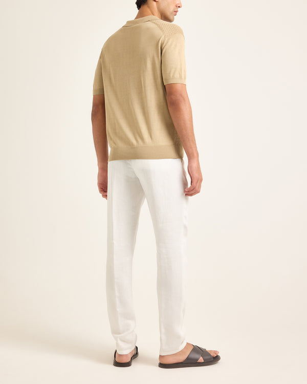 Orlebar Brown Beige Silk-Cotton Polo Shirt | Lightweight Knitted Style – ORLEBAR BROWN