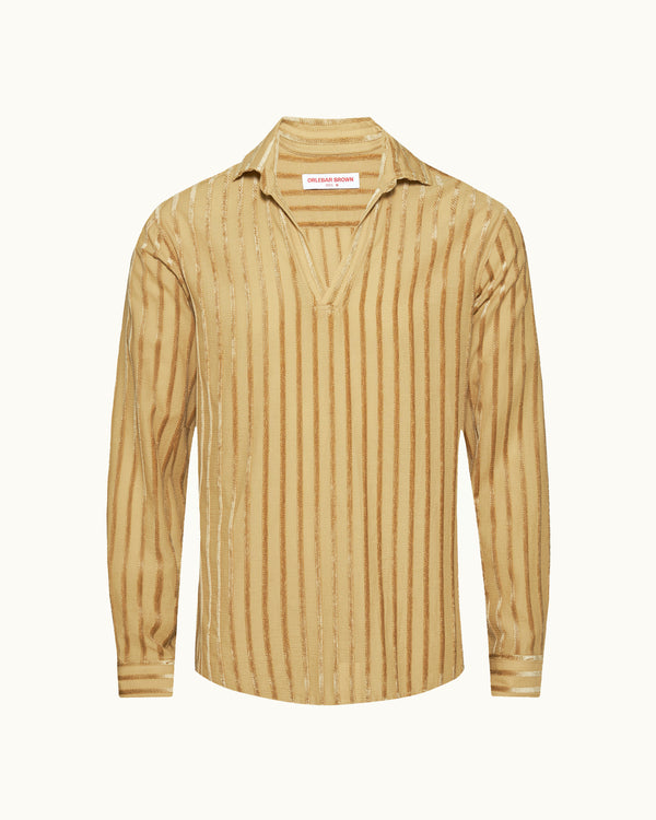 orlebar brown Beige Stripe Shirt | Refined Casual Statement – ORLEBAR BROWN