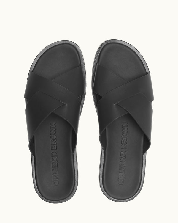 Orlebar Brown Black Leather Sandals | Mens Footwear – ORLEBAR BROWN