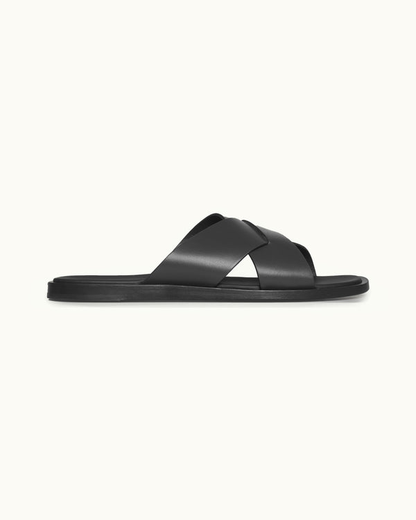 Orlebar Brown Black Leather Sandals | Mens Footwear – ORLEBAR BROWN