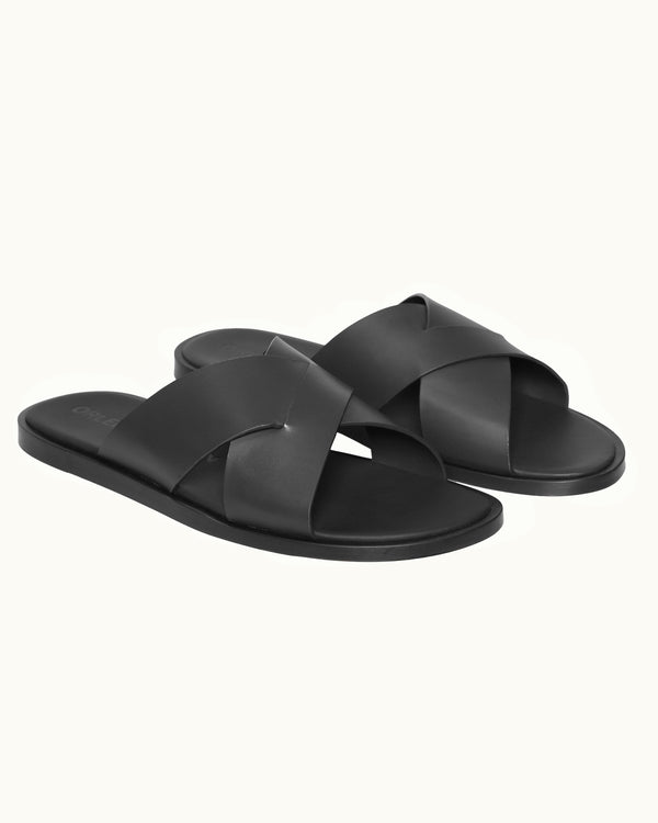 orlebar brown Black Leather Sandals | Mens Footwear – ORLEBAR BROWN