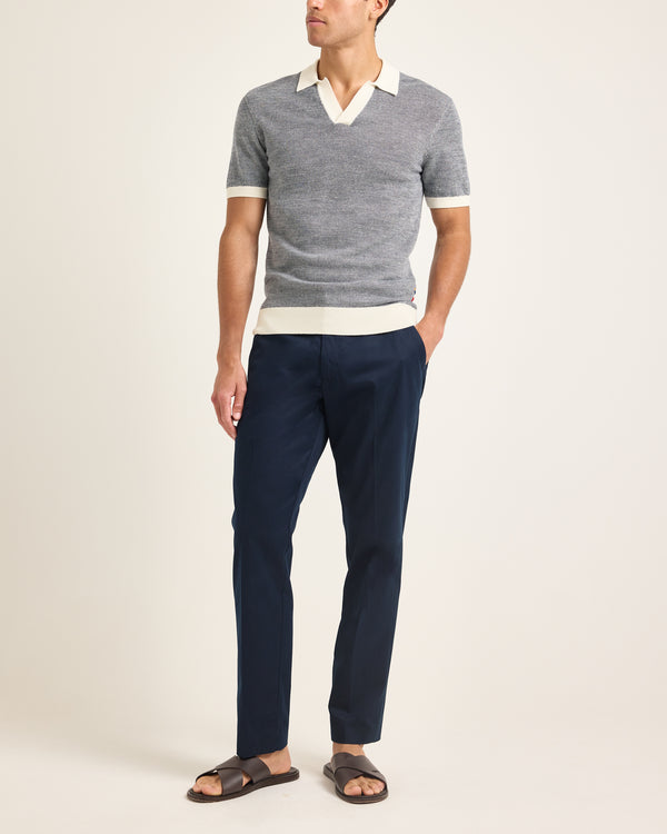 Orlebar Brown Blue Contrast Polo Shirt | Luxury Summer Knit – ORLEBAR BROWN