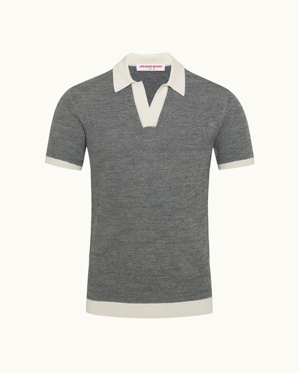 orlebar brown Blue Contrast Polo Shirt | Luxury Summer Knit – ORLEBAR BROWN
