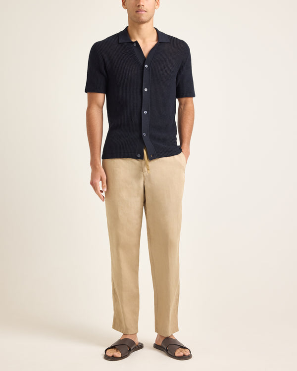 Orlebar Brown Blue Crochet Polo Shirt | Light Tailored Style – ORLEBAR BROWN