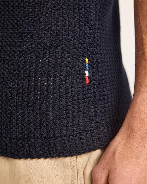 Orlebar Brown Blue Crochet Polo Shirt | Light Tailored Style – ORLEBAR BROWN