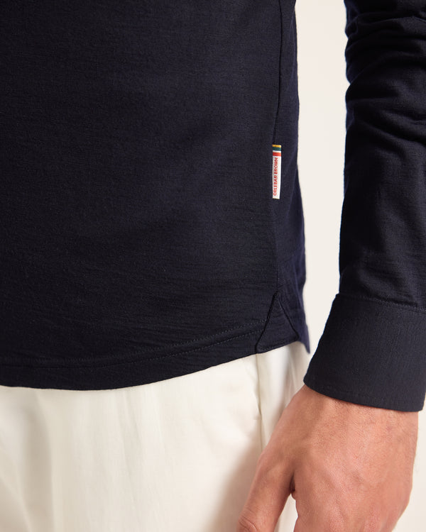 Orlebar Brown Blue Merino Polo Shirt | Long-Sleeve Smart-Casual – ORLEBAR BROWN