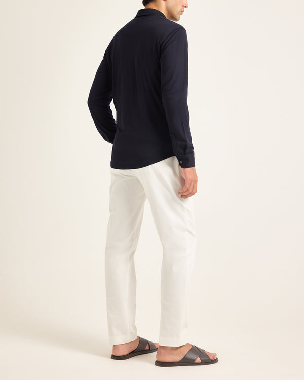 Orlebar Brown Blue Merino Polo Shirt | Long-Sleeve Smart-Casual – ORLEBAR BROWN