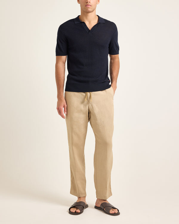 Orlebar Brown Blue Silk-Cotton Polo Shirt | Luxury Textured Knit – ORLEBAR BROWN