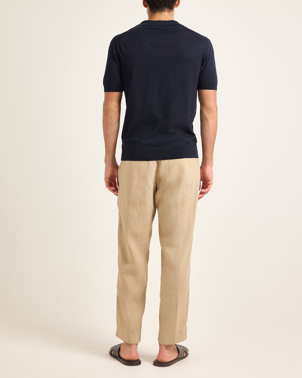 Orlebar Brown Blue Silk-Cotton Polo Shirt | Luxury Textured Knit – ORLEBAR BROWN