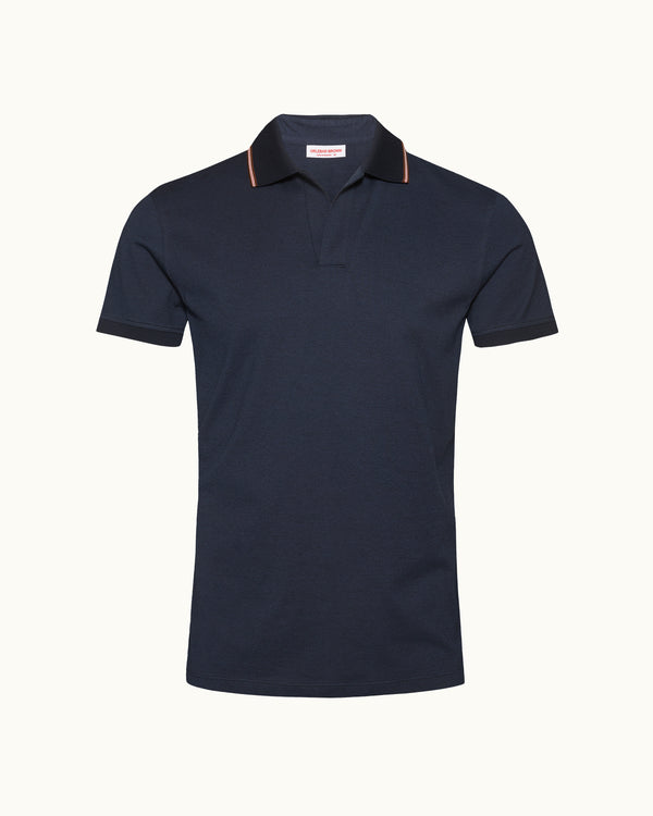 orlebar brown Blue Stripe Polo Shirt | Sporty Casual Classic – ORLEBAR BROWN