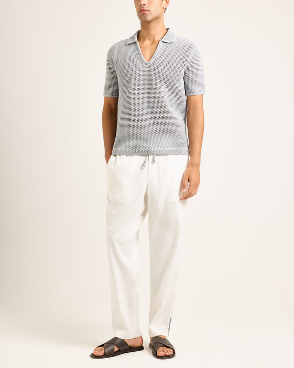 Orlebar Brown Blue & White Polo Shirt | Designer Summer Knit – ORLEBAR BROWN