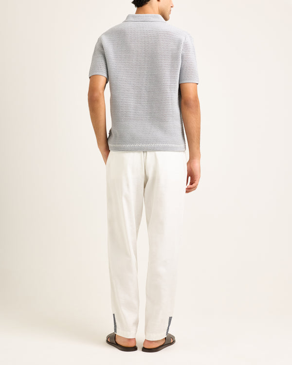 Orlebar Brown Blue & White Polo Shirt | Designer Summer Knit – ORLEBAR BROWN