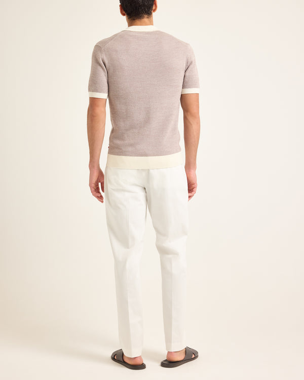 Orlebar Brown Brown Contrast Polo Shirt | Tailored Two-Tone Style – ORLEBAR BROWN