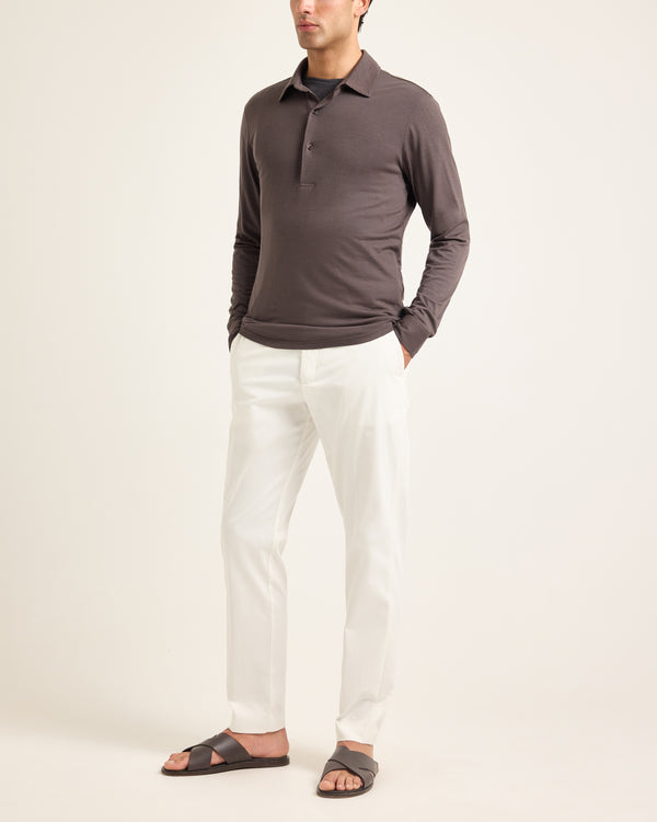 Orlebar Brown Brown Merino Polo Shirt | Long-Sleeve Tailored Knit – ORLEBAR BROWN
