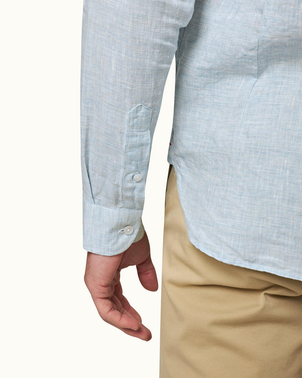 Orlebar Brown Giles Linen - Pale Blue/White Classic Collar Tailored Fit Linen Shirt | Orlebar Brown – ORLEBAR BROWN