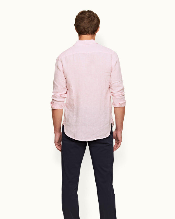 Orlebar Brown Giles Linen - Pale Pink/White Classic Collar Tailored Fit Linen Shirt | Orlebar Brown – ORLEBAR BROWN