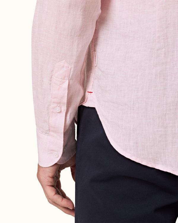 Orlebar Brown Giles Linen - Pale Pink/White Classic Collar Tailored Fit Linen Shirt | Orlebar Brown – ORLEBAR BROWN