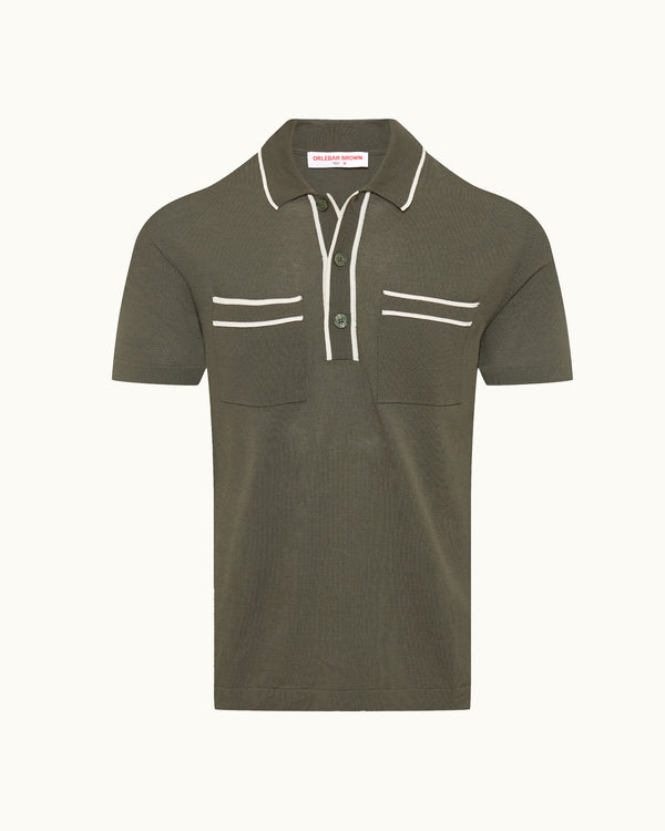 orlebar brown Green & Beige Polo Shirt | Smart Knit Summer Polo – ORLEBAR BROWN