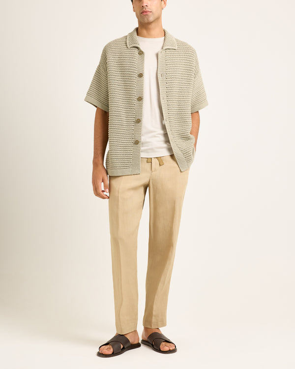 Orlebar Brown Green Crochet Shirt | Relaxed Fit Cotton Shirt – ORLEBAR BROWN