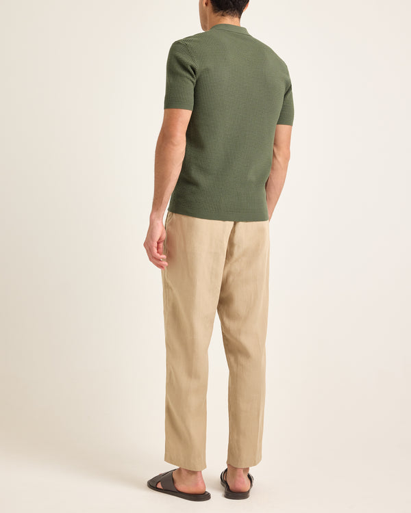 Orlebar Brown Green Mesh Stitch Polo Shirt | Relaxed Resort Polo For Men – ORLEBAR BROWN