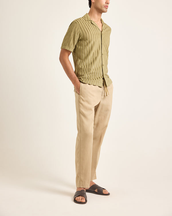 Orlebar Brown Green Stripe Shirt | Tonal Textured Statement – ORLEBAR BROWN