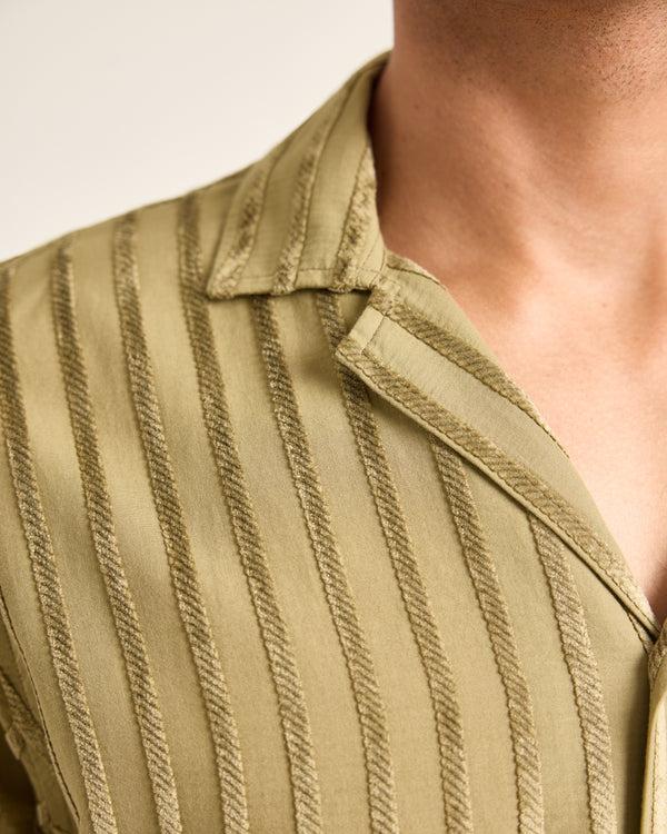 Orlebar Brown Green Stripe Shirt | Tonal Textured Statement – ORLEBAR BROWN