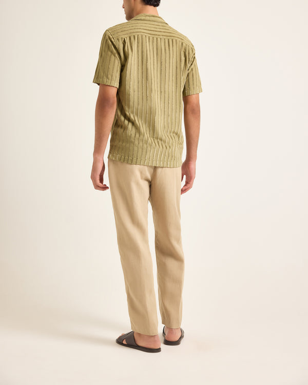 Orlebar Brown Green Stripe Shirt | Tonal Textured Statement – ORLEBAR BROWN