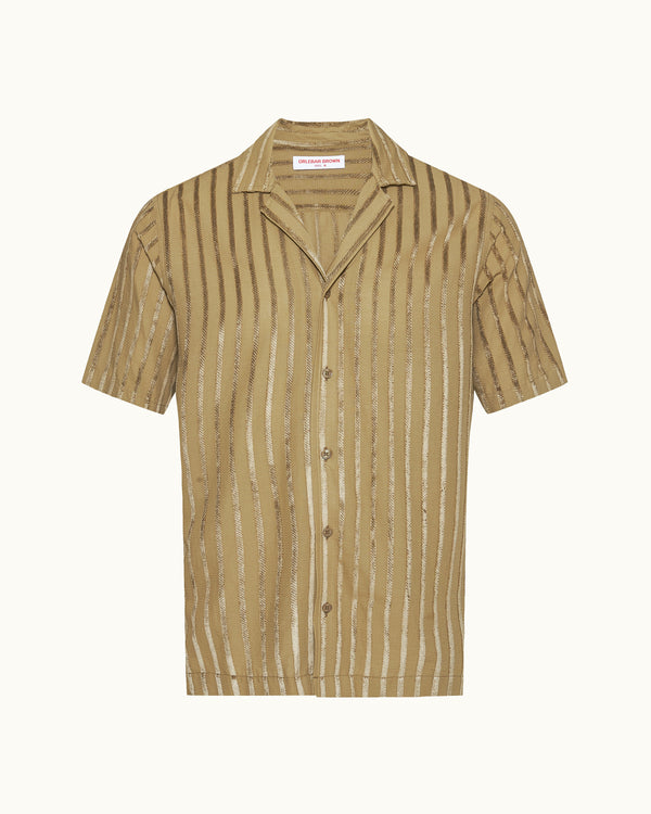 orlebar brown Green Stripe Shirt | Tonal Textured Statement – ORLEBAR BROWN
