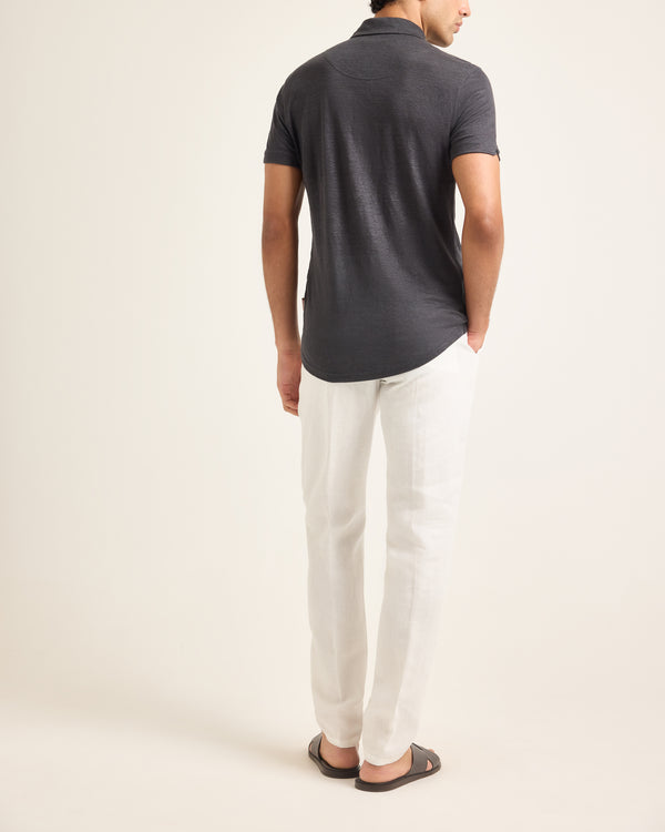 Orlebar Brown Grey Linen Polo Shirt | Soft-Toned Summer Polo – ORLEBAR BROWN