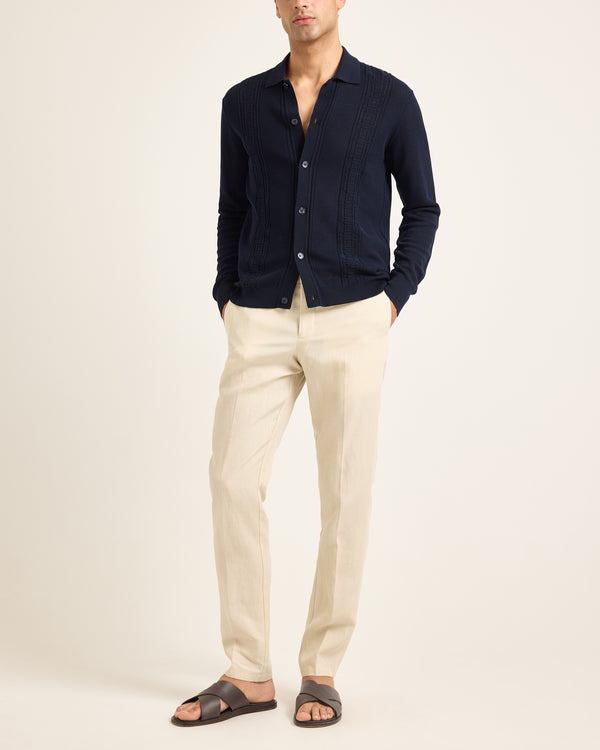 Orlebar Brown Mens Blue Long-Sleeve Polo Shirt | Refined Seasonal Knit – ORLEBAR BROWN